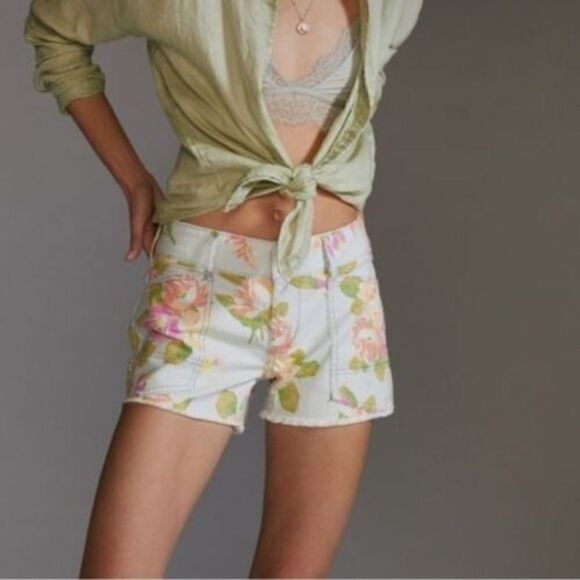 Anthropologie Pilcro Wanderer Floral 5 Pocket Denim Shorts NWT - Picture 8 of 8